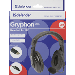 SŁUCHAWKI DEFENDER GRYPHON 750U USB CZARNE