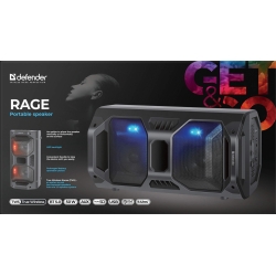 GŁOŚNIK DEFENDER RAGE BLUETOOTH 50W LED/BT/FM/USB/MIC/TWS