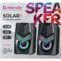 GŁOŚNIKI DEFENDER SOLAR 1 2.0 6W LED USB