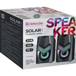 GŁOŚNIKI DEFENDER SOLAR 1 2.0 6W LED USB