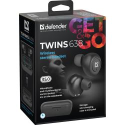 SŁUCHAWKI DEFENDER BLUETOOTH TWINS 638 CZARNE