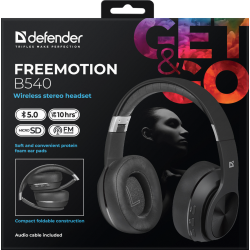 SŁUCHAWKI DEFENDER BLUETOOTH FREEMOTION B540 CZARNE