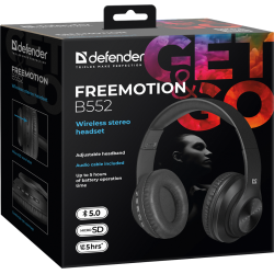 SŁUCHAWKI DEFENDER BLUETOOTH FREEMOTION B552 CZARNE