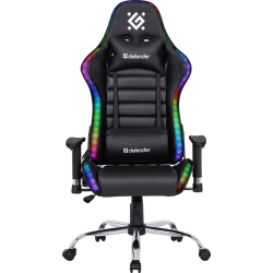 FOTEL DEFENDER ULTIMATE CZARNY RGB PODŚWIETLENIE