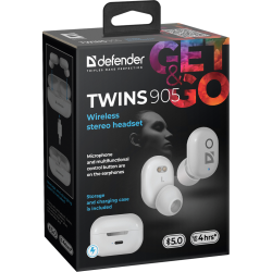 SŁUCHAWKI DEFENDER BLUETOOTH TWINS 905 BIAŁE