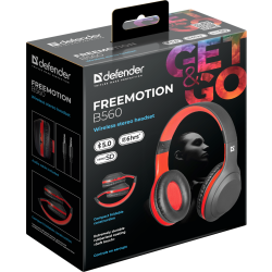 SŁUCHAWKI DEFENDER BLUETOOTH FREEMOTION B560 CZARNO-CZERWONE