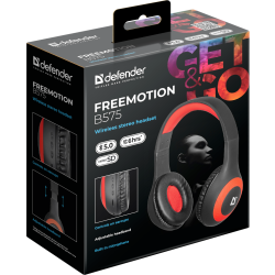 SŁUCHAWKI DEFENDER BLUETOOTH FREEMOTION B575 CZARNO-CZERWONE