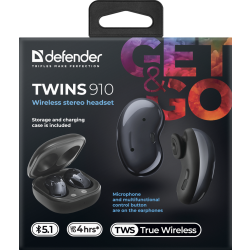 SŁUCHAWKI DEFENDER BLUETOOTH TWINS 910 CZARNE