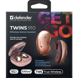 SŁUCHAWKI DEFENDER BLUETOOTH TWINS 910 BRONZE