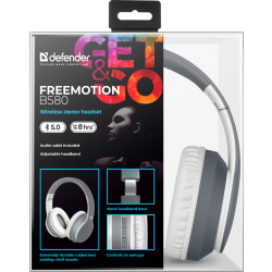 SŁUCHAWKI DEFENDER BLUETOOTH FREEMOTION B580 SZARE