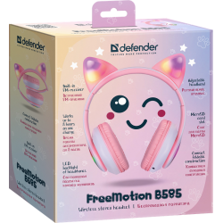 SŁUCHAWKI DEFENDER BLUETOOTH FREEMOTION B585 LED RÓŻOWE