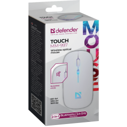 MYSZ DEFENDER TOUCH MM-997 RF+BT SILENT RGB AKU BIAŁA