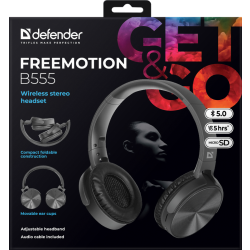 SŁUCHAWKI DEFENDER BLUETOOTH FREEMOTION B555 CZARNE