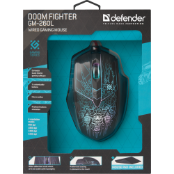 MYSZ DEFENDER DOOM FIGHTER GM-260L 3200DPI 6P + PODKŁADKA + GRA