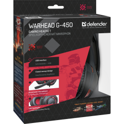 SŁUCHAWKI DEFENDER Z MIKR WARHEAD G-450 LED USB + GRA