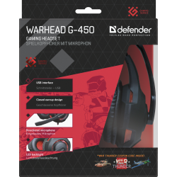 SŁUCHAWKI DEFENDER Z MIKR WARHEAD G-450 LED USB + GRA