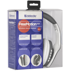 SŁUCHAWKI DEFENDER BLUETOOTH FREEMOTION B525 SZARO-BIAŁE MP3 PLAYER