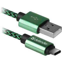 KABEL DEFENDER USB AM-TYPE C 1,0m 2.1A ZIELONY